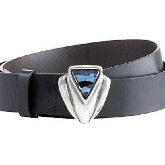 UNO de 50 Accessories - Leather & Silver-Plated Belt With Swarovski